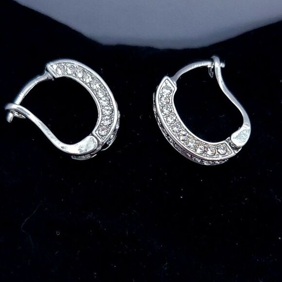 2 Carat CZ Hoops Round Channel Set Huggie Earrings White Gold Plated Jewelry NEW - Picture 6 of 9